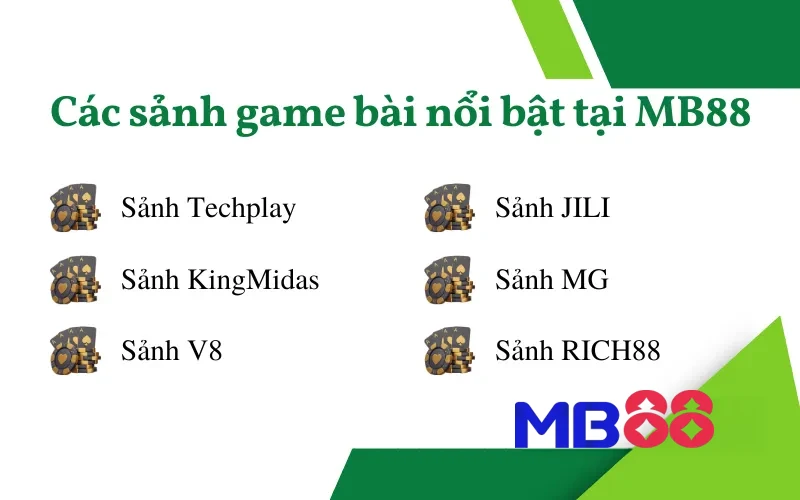 Game Bài 1 6 sảnh game bài đổi thưởng nổi bật tại MB88
