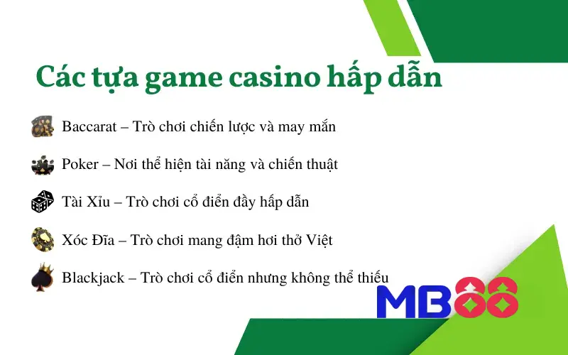 Casino 2 Các tựa game casino MB88 hấp dẫn